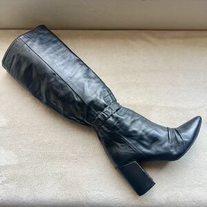 Zadig & Voltaire Paris Glimmer Black Leather Tall Heeled Boots Women 5.5 EU 36